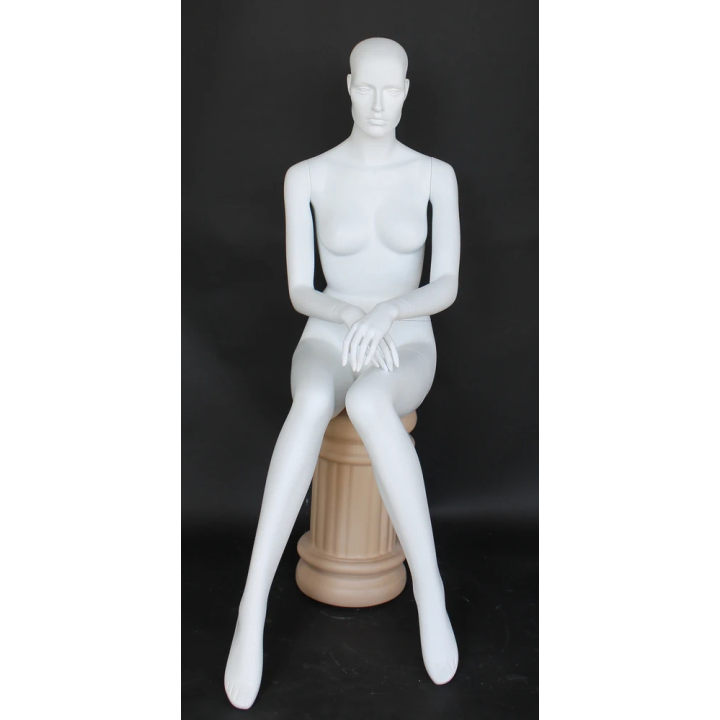 Female Sitting Mannequin with Featured Face in Matte white  SFW42-WT