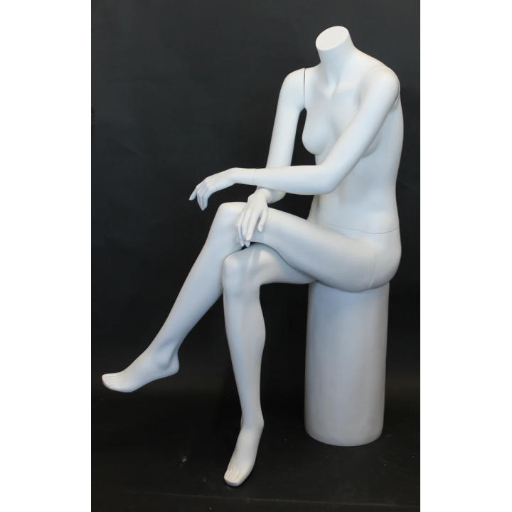 STW049-WT - Headless Crosse Leg Sitting Female Mannequin Matte White