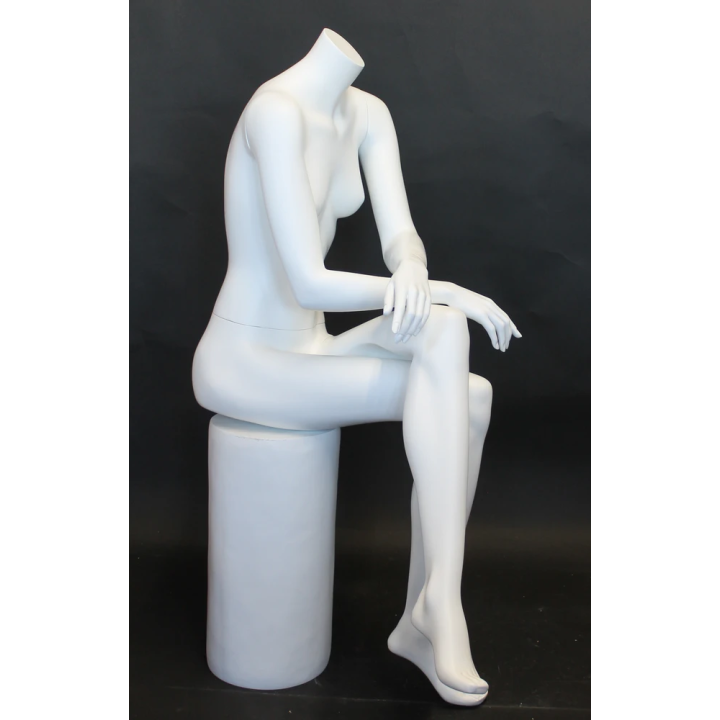 STW049-WT - Headless Crosse Leg Sitting Female Mannequin Matte White