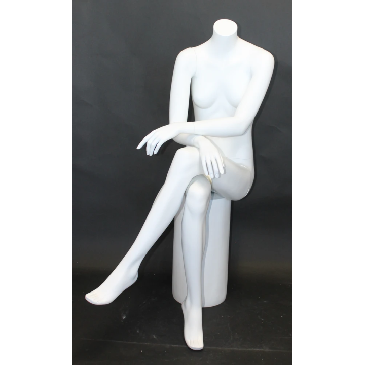 STW049-WT - Headless Crosse Leg Sitting Female Mannequin Matte White