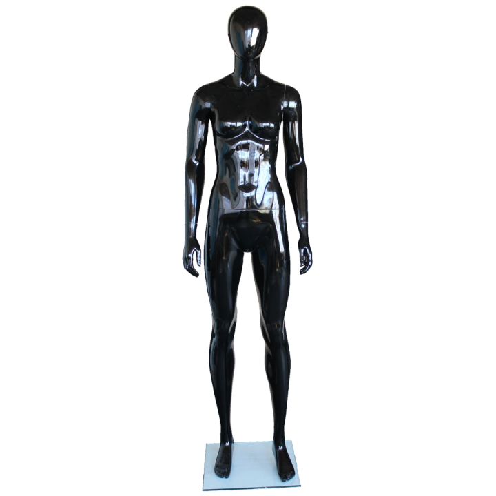SFW51E-HB - Glossy Black Athletic Egg Head Female Mannequin