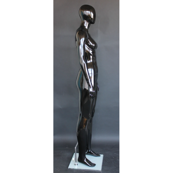 SFW51E-HB - Glossy Black Athletic Egg Head Female Mannequin