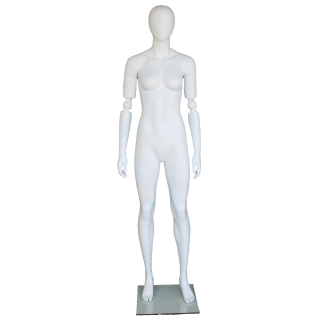 SFW38E-WT - Matte White Egg Head Female Mannequin with Bendable Arms