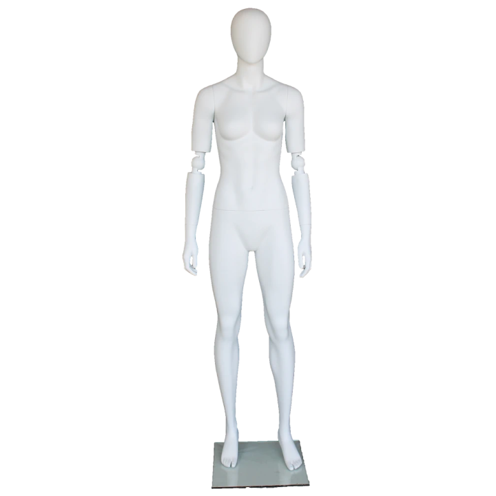 SFW38E-WT - Matte White Egg Head Female Mannequin with Bendable Arms