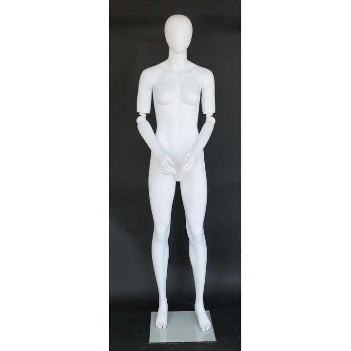 SFW38E-WT - Matte White Egg Head Female Mannequin with Bendable Arms