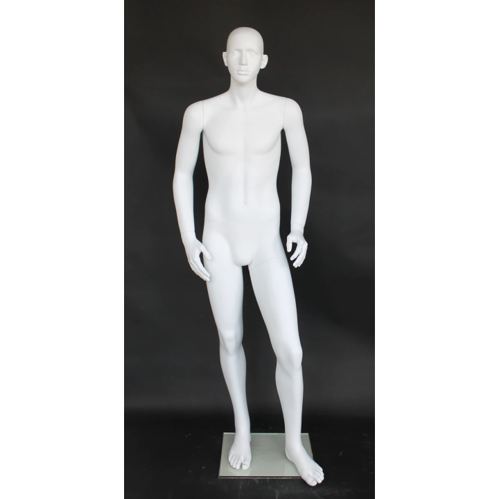 CB19-WT - 5 ft 7 in Featured Face Small Size Male Mannequin Matte White