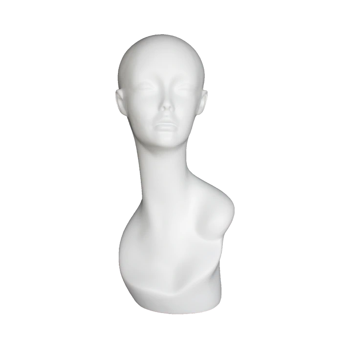 MH1-WT - 19 in Matte White Abstract Face Female Head Mannequin