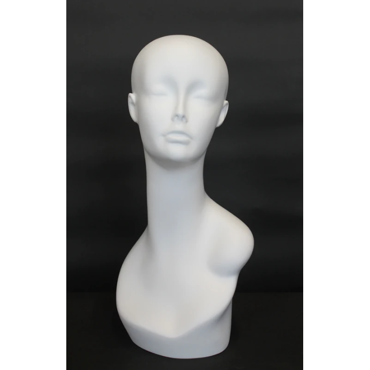 MH1-WT - 19 in Matte White Abstract Face Female Head Mannequin