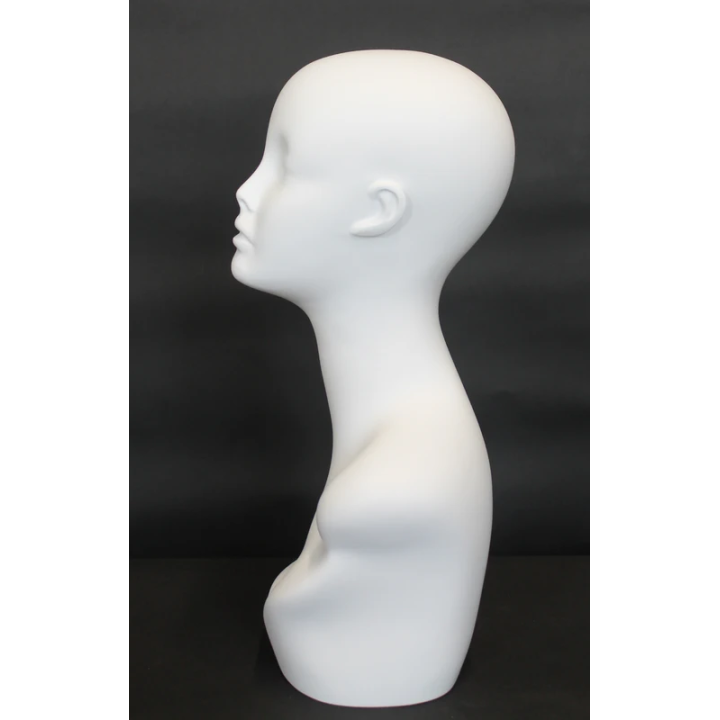 MH1-WT - 19 in Matte White Abstract Face Female Head Mannequin