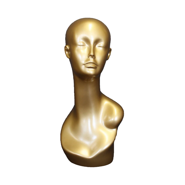 MH1-GD - 19 in Golden Colored Abstract Face Female Head Mannequin