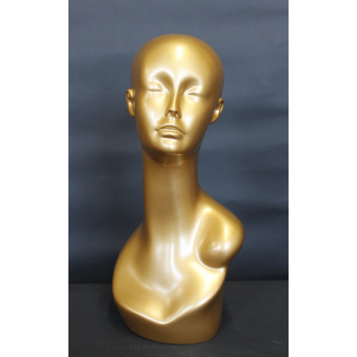 MH1-GD - 19 in Golden Colored Abstract Face Female Head Mannequin