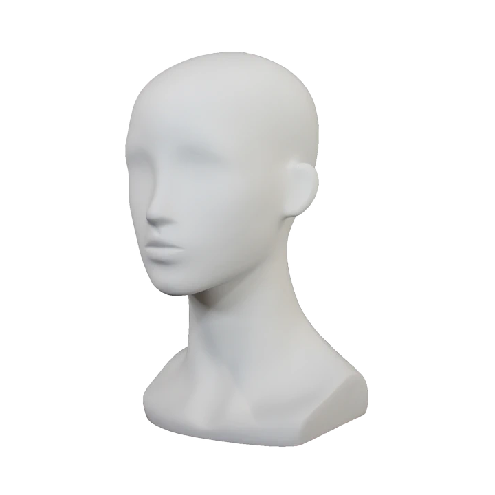 MH53-WT - 13 in Matte White Abstract Featured Face Female Head Mannequin