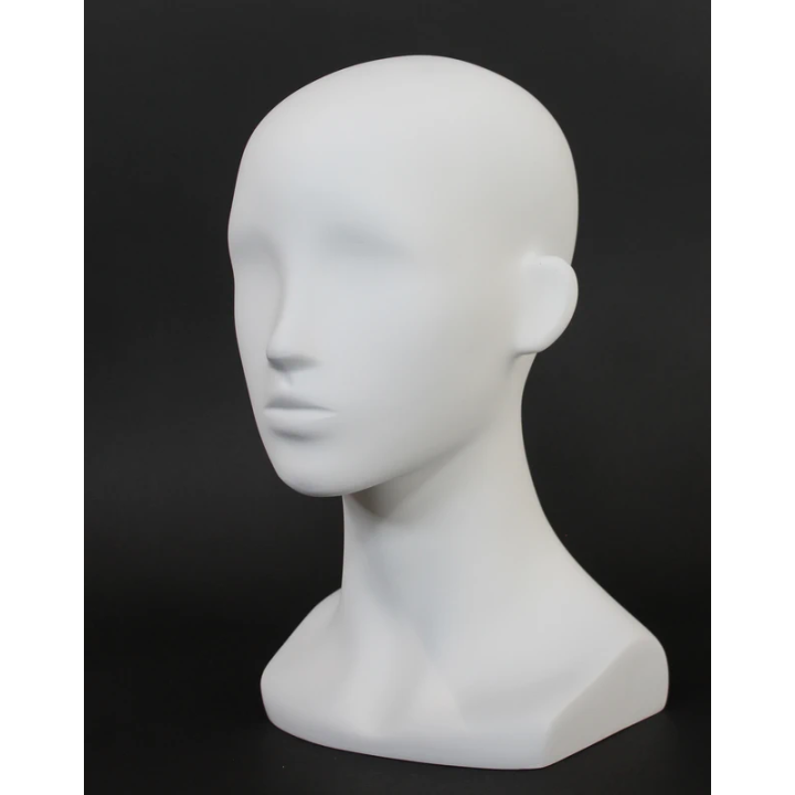 MH53-WT - 13 in Matte White Abstract Featured Face Female Head Mannequin