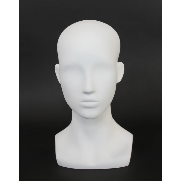 MH53-WT - 13 in Matte White Abstract Featured Face Female Head Mannequin