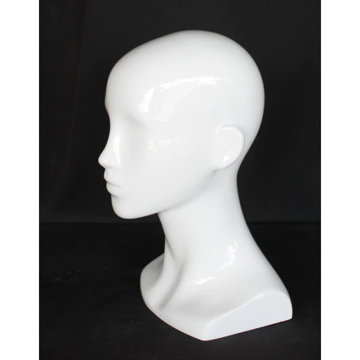 MH53-GW - 13 in H Glossy White Abstract Face Female Head Mannequin