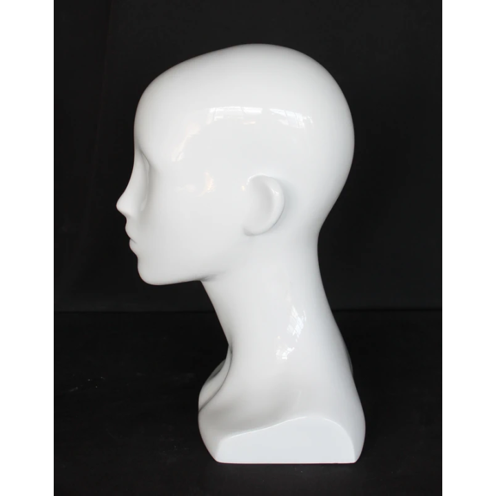 MH53-GW - 13 in H Glossy White Abstract Face Female Head Mannequin