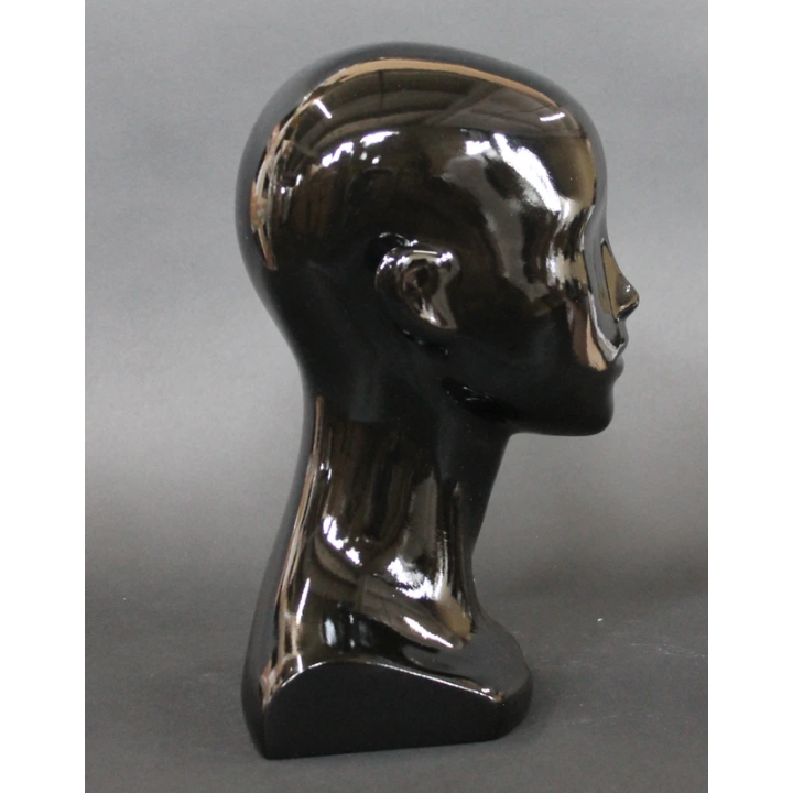 MH53-HB - 13 in H Glossy Black Abstract Face Female Head Mannequin