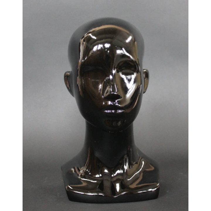 MH53-HB - 13 in H Glossy Black Abstract Face Female Head Mannequin