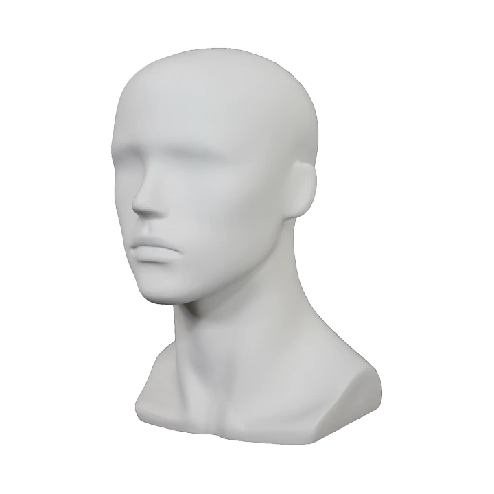 MH8-WT - 14 in H Matte White Abstract Face Male Head Mannequin