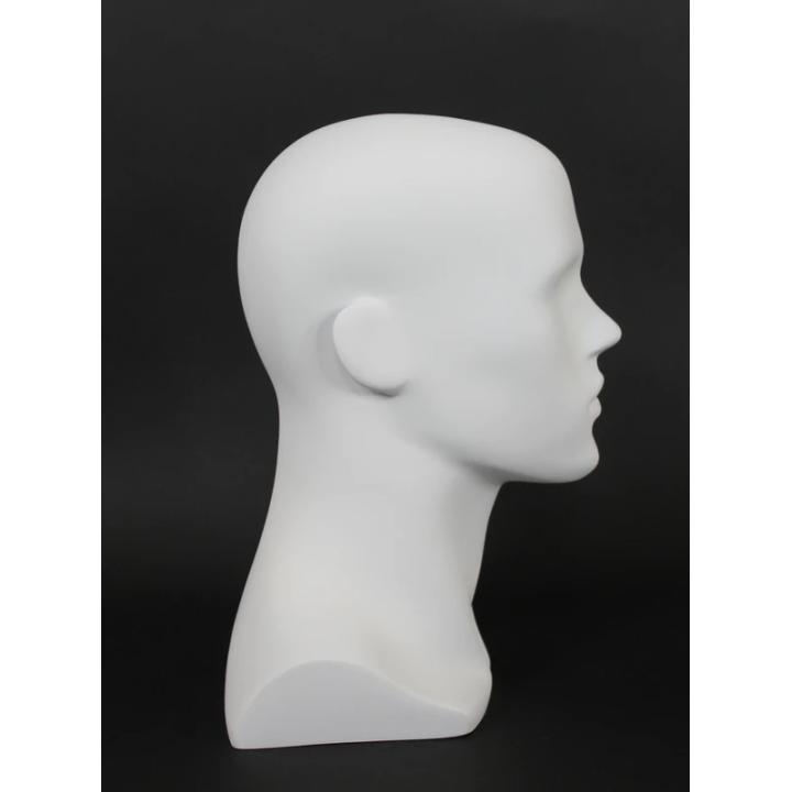 MH8-WT - 14 in H Matte White Abstract Face Male Head Mannequin