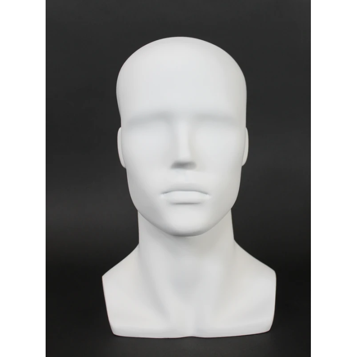 MH8-WT - 14 in H Matte White Abstract Face Male Head Mannequin