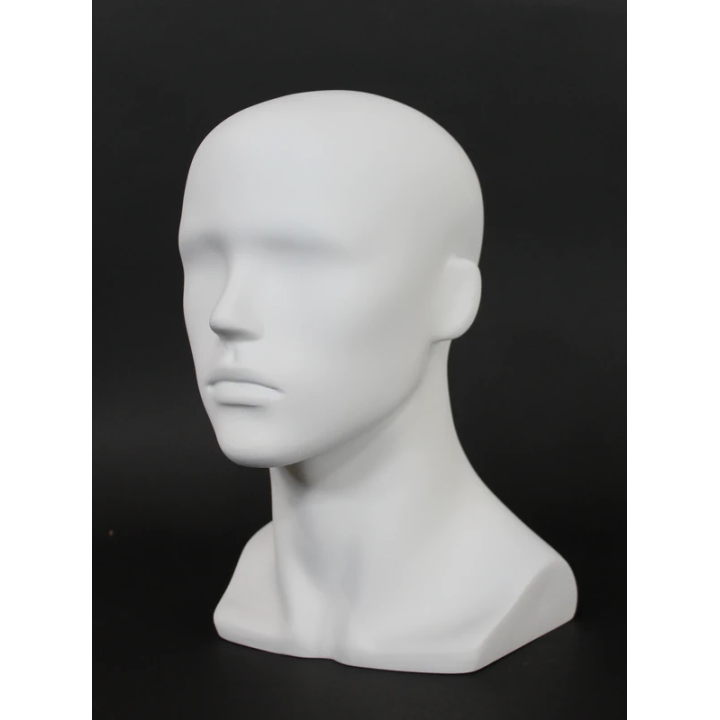 MH8-WT - 14 in H Matte White Abstract Face Male Head Mannequin