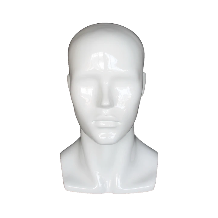 MH8-GW - 14 in H Glossy White Abstract Face Male Head Mannequin