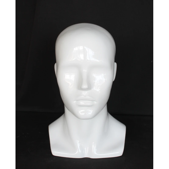 MH8-GW - 14 in H Glossy White Abstract Face Male Head Mannequin
