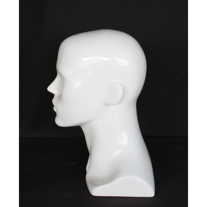 MH8-GW - 14 in H Glossy White Abstract Face Male Head Mannequin