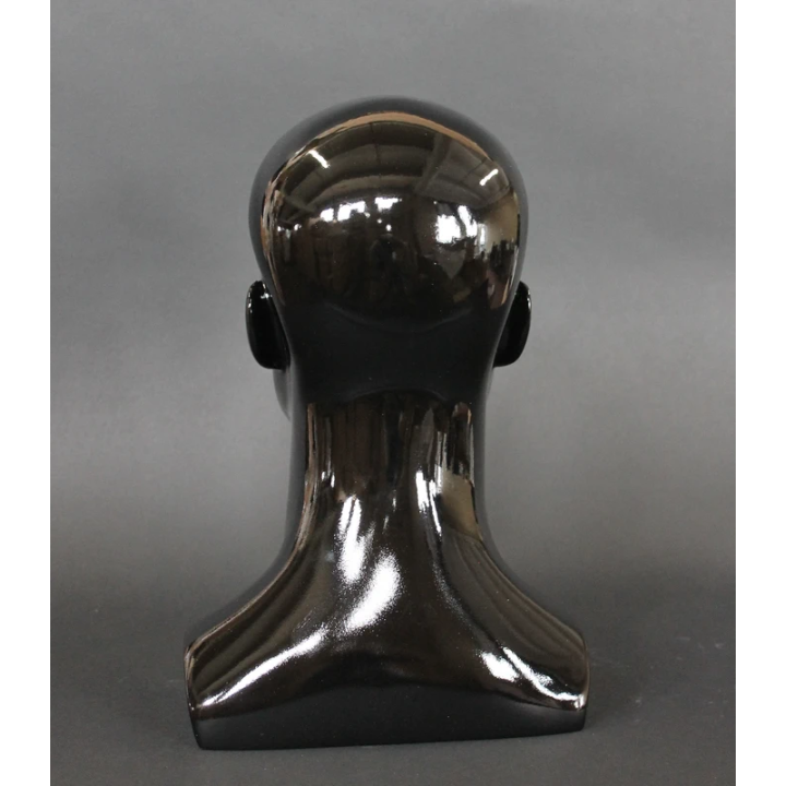 MH8-HB - 14 in Glossy Black Abstract Face Male Head Mannequin