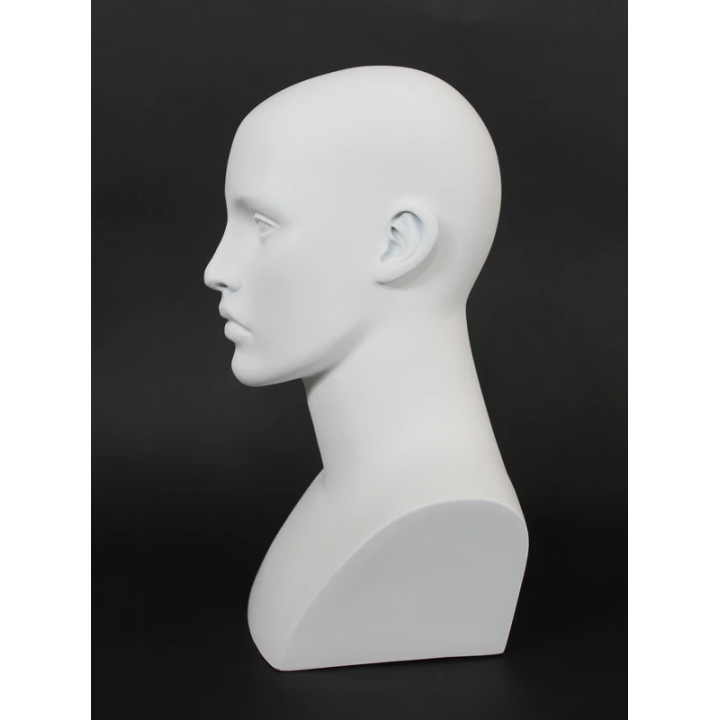 MH27-WT - 15 in H Matte White Featured Face Female Head Mannequin