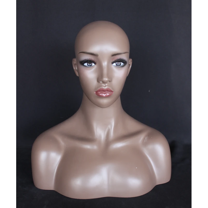 MH5-BK - 19 in African American Face Make up Female Head Mannequin