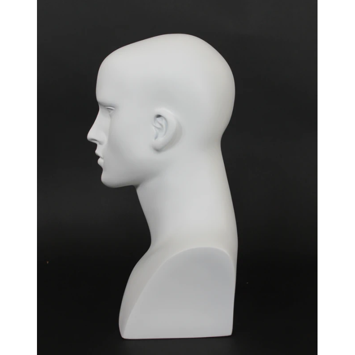 MH7-WT - 16 in Matte White Featured Face Male Head Mannequin