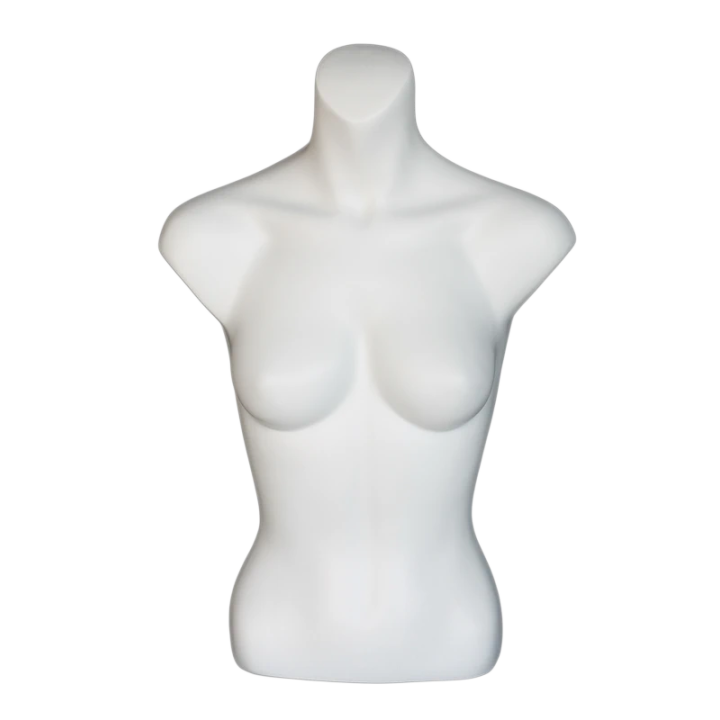 FT15-WT - 25 in Matte White Full Round Female Torso Form Mannequin