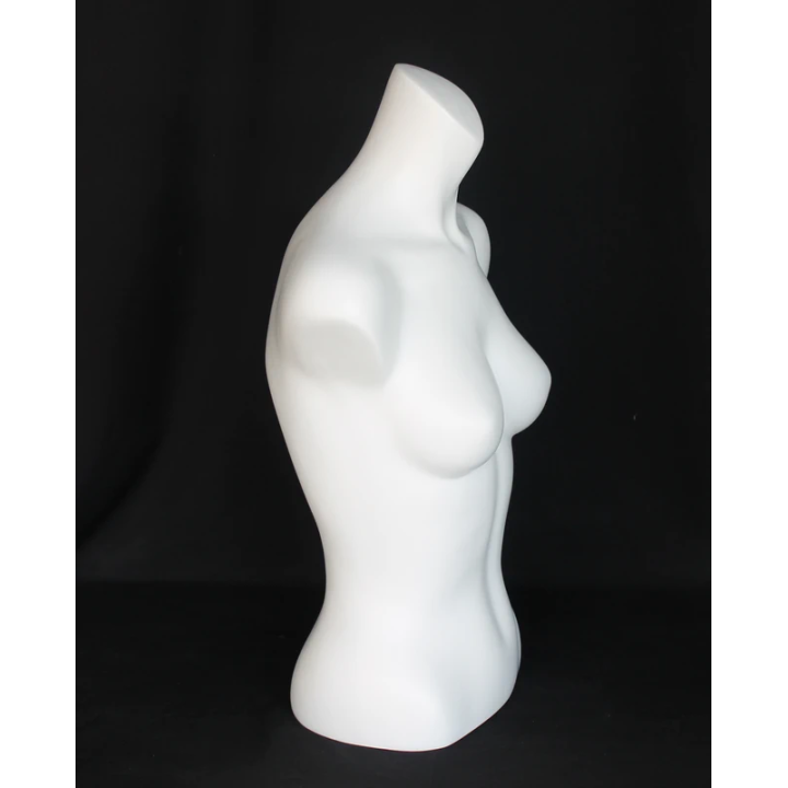 FT15-WT - 25 in Matte White Full Round Female Torso Form Mannequin