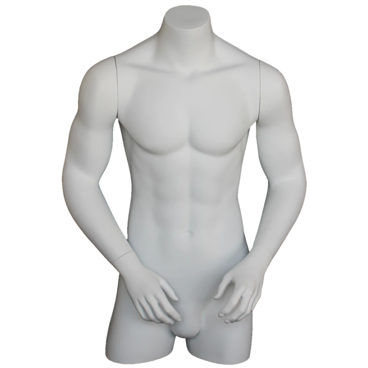 MT7-WT - 35 in White 3Q Body Male Torso With Arms Display Form mannequin