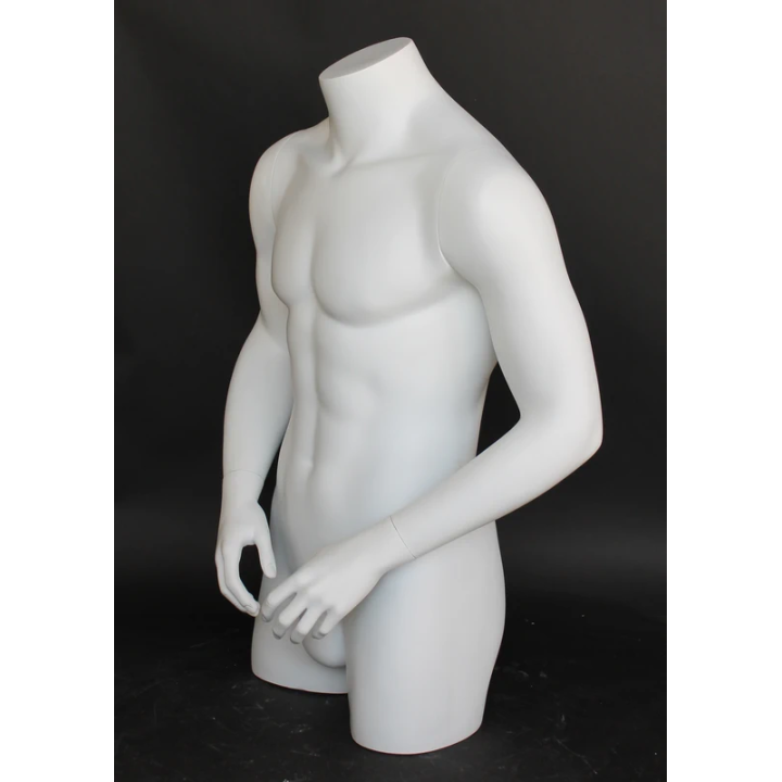 MT7-WT - 35 in White 3Q Body Male Torso With Arms Display Form mannequin