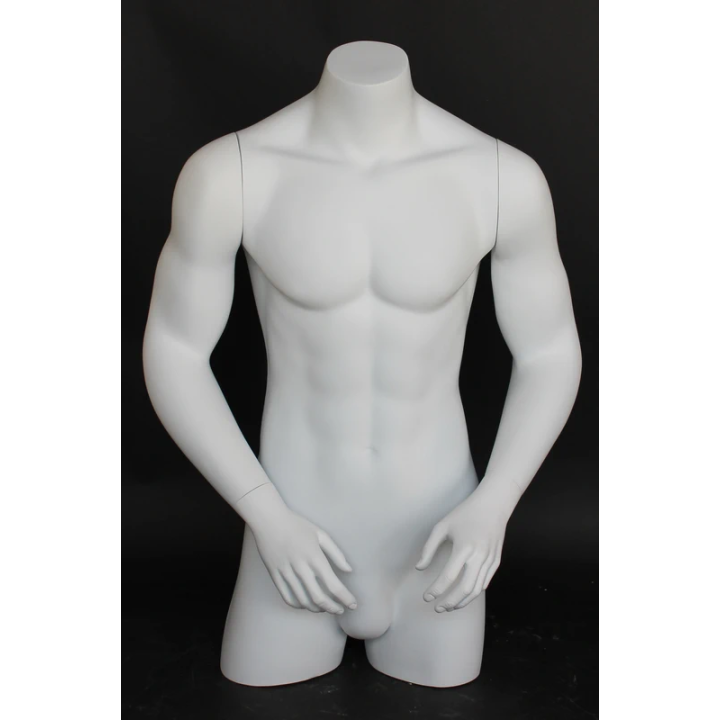 MT7-WT - 35 in White 3Q Body Male Torso With Arms Display Form mannequin