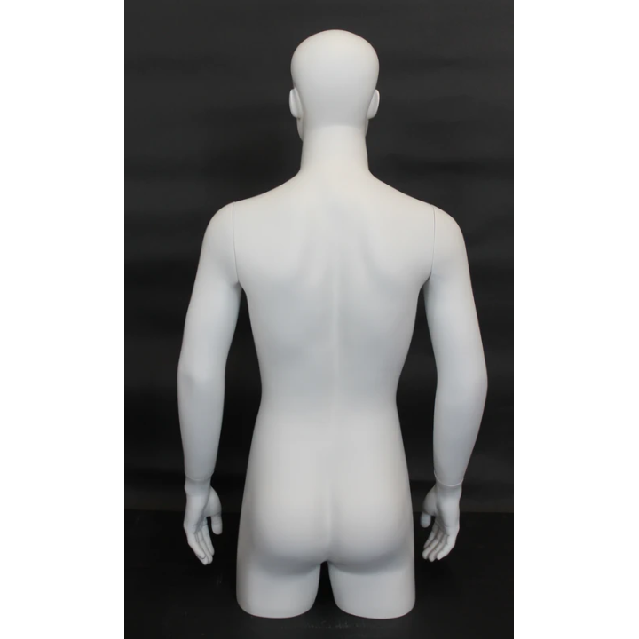 MT5E-WT - 43 in White Abstract Face Head Male 3Q Torso Mannequin With Arms