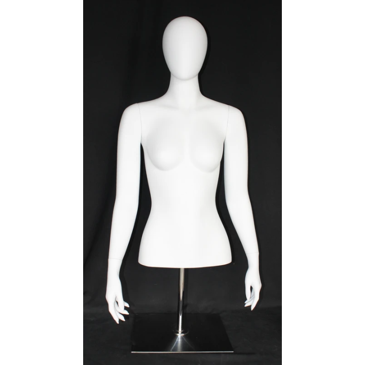 FT6E-WM - 48 in Egg Head Female Torso mannequin with Arms and Metal Base