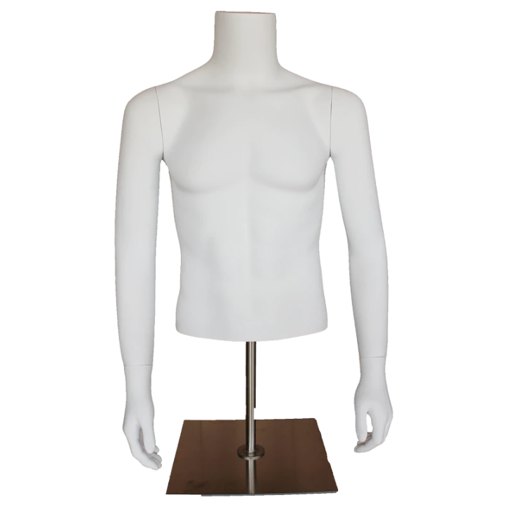 MT66-WM - 46 in Male Torso mannequin with Arms and Metal Base