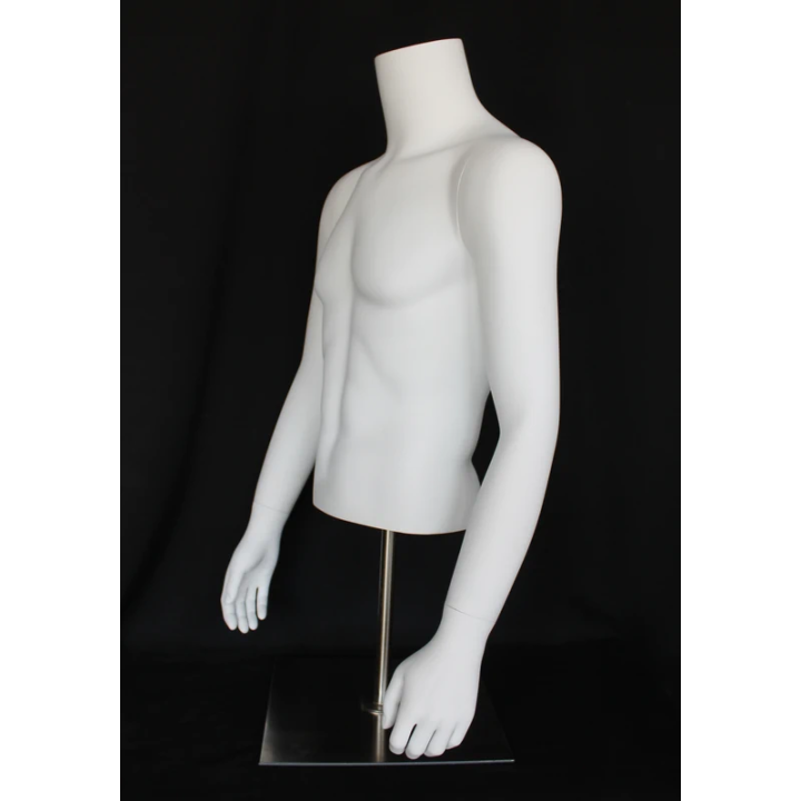 MT66-WM - 46 in Male Torso mannequin with Arms and Metal Base