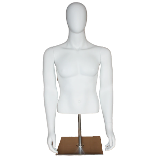 MT66E-WM - 48 in Egg Head Male Torso mannequin with Arms Metal Base