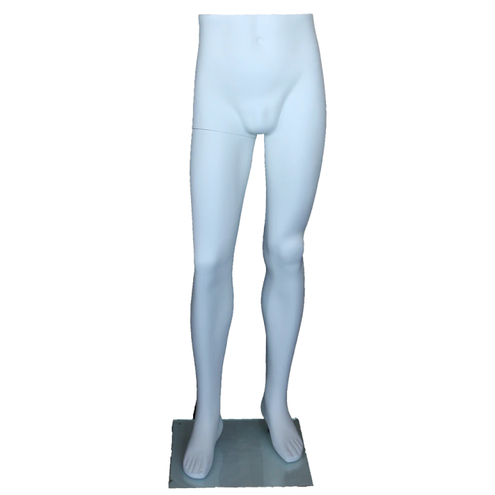MT001-WT - 47 in Matte White Male Leg Form mannequin with glass base