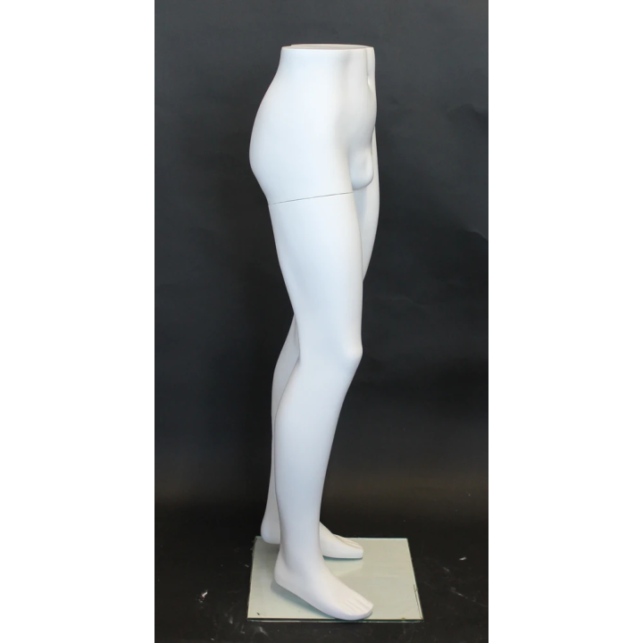 MT001-WT - 47 in Matte White Male Leg Form mannequin with glass base