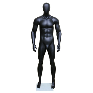 STB-4ME-MB - 6 ft 2 in Matte Black Athletic Egg head Male Mannequin