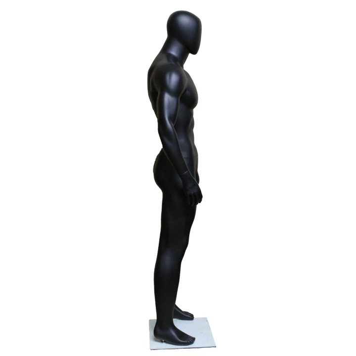 STB-4ME-MB - 6 ft 2 in Matte Black Athletic Egg head Male Mannequin