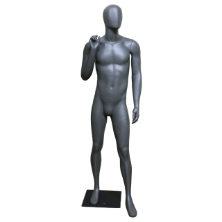STB-6ME-DGR - 6 ft 1 in  Dark Grey Egg Head Sport Male Mannequin with Black Metal Base-
