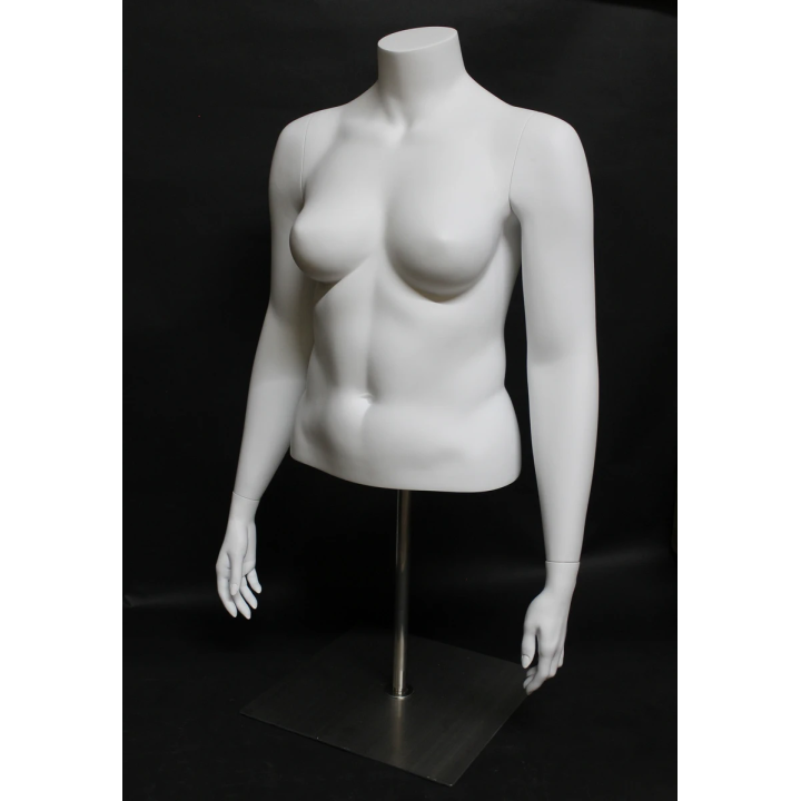 PLUS-5T-WM - 46 in Matte White PLUS Size Female Torso mannequin with Base