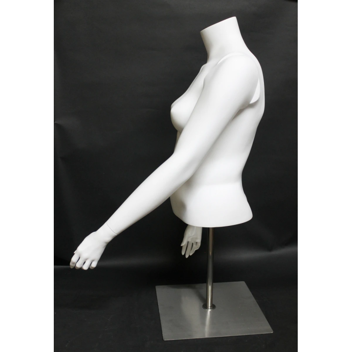 PLUS-5T-WM - 46 in Matte White PLUS Size Female Torso mannequin with Base